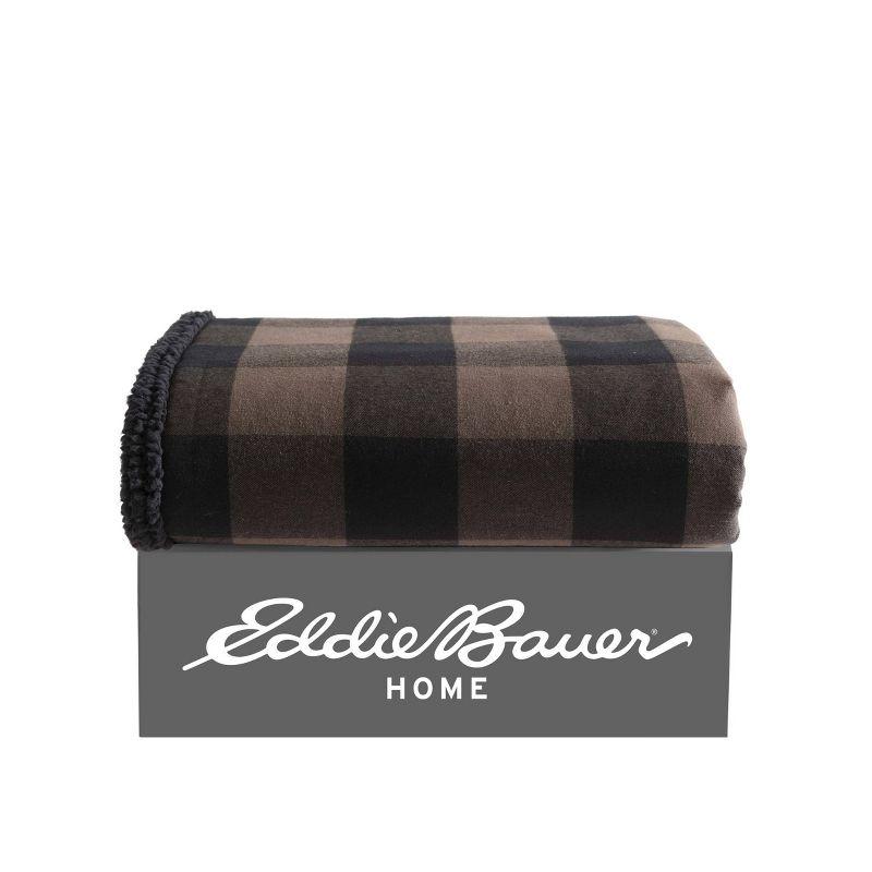 Eddie Bauer Cabin Plaid Flannel/Sherpa Throw Blanket