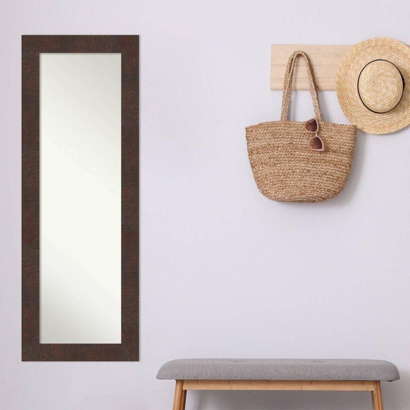 19" x 53" Non-Beveled Wildwood Brown Full Length on The Door Mirror - Amanti Art: Polystyrene Frame, Includes Mounting Hardware