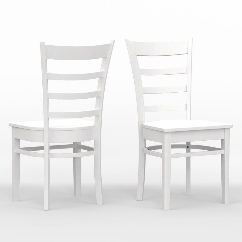 Glenwillow Home Slat Back Solid Wood Dining Chairs in White (Set of 2)