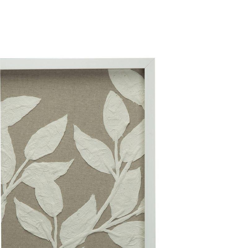 Set of 2 Estella Paper Shadow Box Wall Decors White - A&B Home: Transitional Style, Botanical Art, MDF Frame