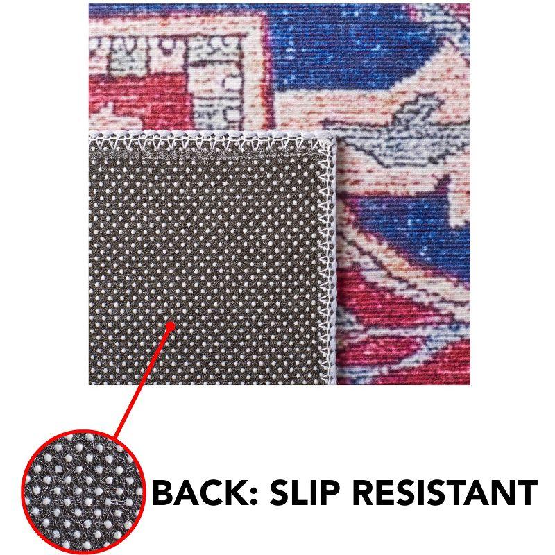 Tucson TSN108 Power Loomed Machine Washable Runner Rug - Red/Navy - 2'6"x16' - Safavieh.