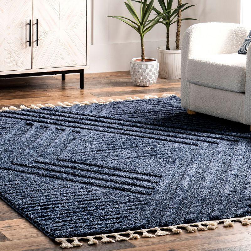 Nuloom Risette Solid 5x8 Shag Indoor Area Rug for Living Room Bedroom Dining Room Nursery, Blue