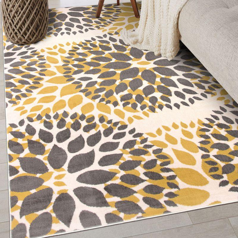 World Rug Gallery Modern Floral Circles Yellow 3'1" x 5' Area Rug