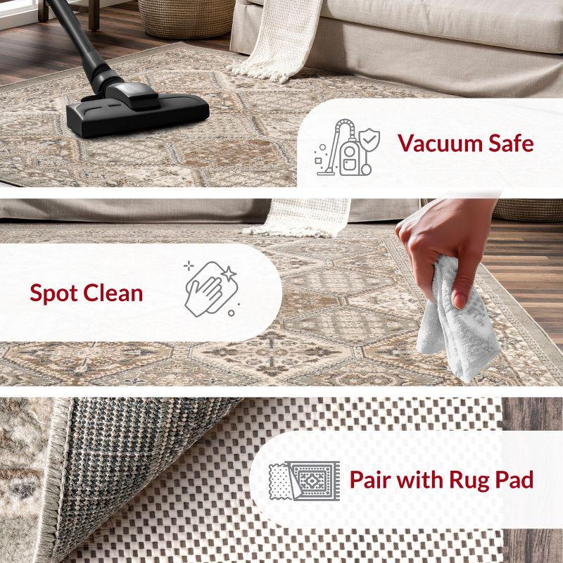 Nuloom 2x8 Becca Tiled Indoor Area Rug, Taupe, Faded Transitional Design, Stain Resistant, Bedroom, Living Room, Kitchen