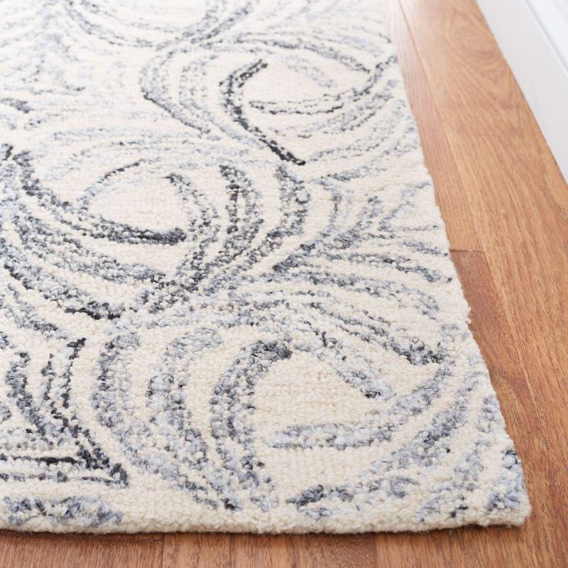 Ivory and Grey Floral Hand-Tufted Wool Blend Area Rug