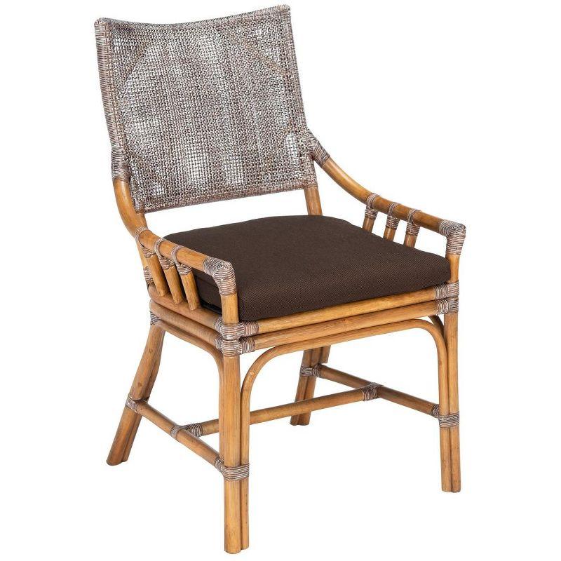 Donatella Rattan Chair - Brown White Wash/Dark Brown - Safavieh