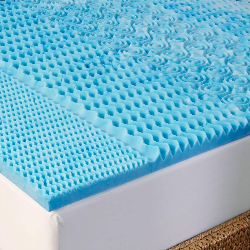 Queen Blue Gel Memory Foam Mattress Topper