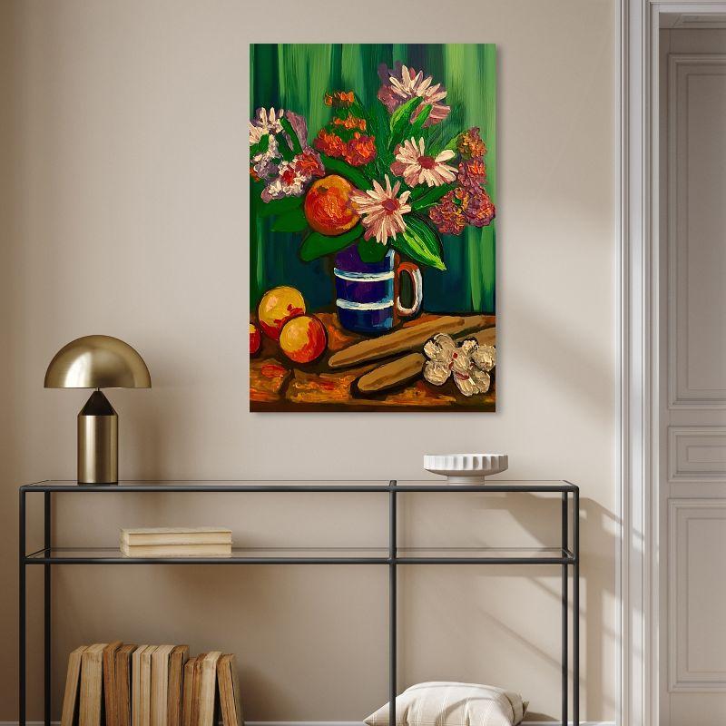 Art Remedy Floral Vase and Fruits