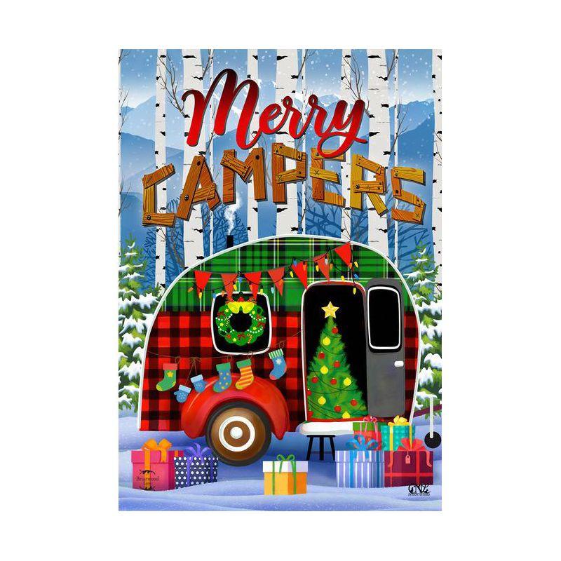 Merry Campers Christmas Garden Flag Primitive 18" x 12.5" Briarwood Lane