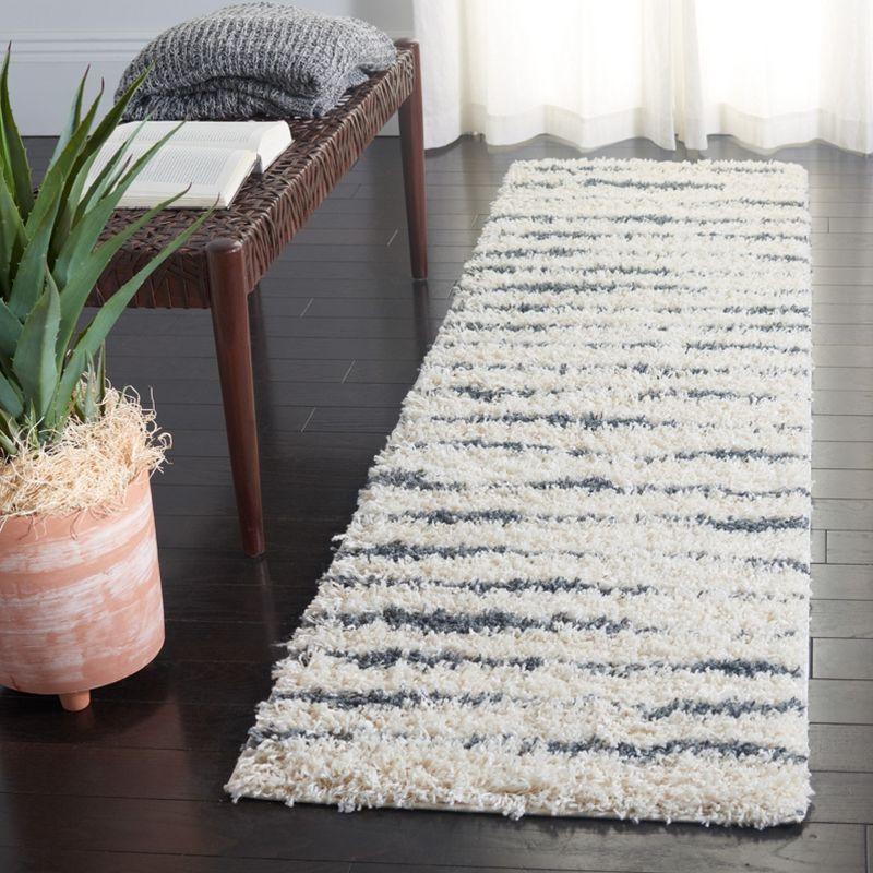Venus Shag VNS603 Power Loomed Runner Rug - Ivory/Dark Grey - 2'2"x8' - Safavieh.