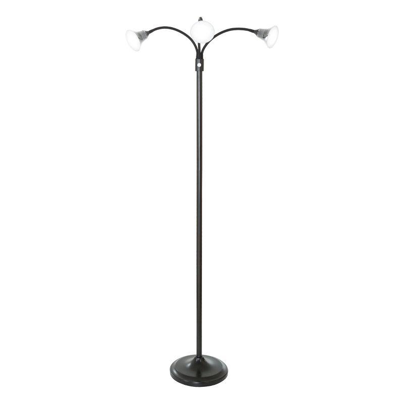 Black Adjustable 3-Head LED Floor Lamp with Touch Switch