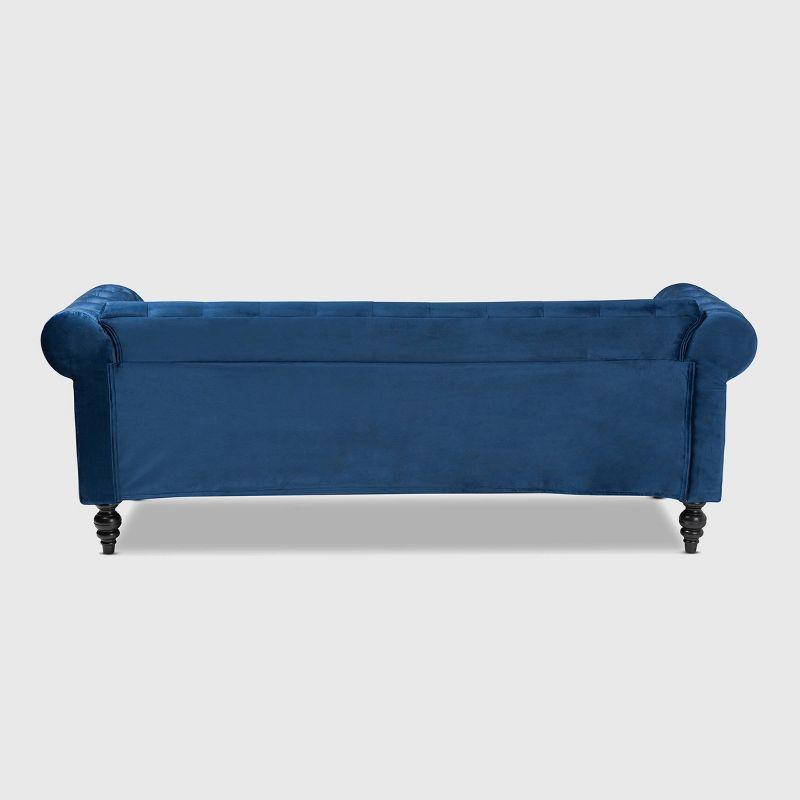 Emma Velvet Upholstered Button Tufted Chesterfield Sofa - Baxton Studio