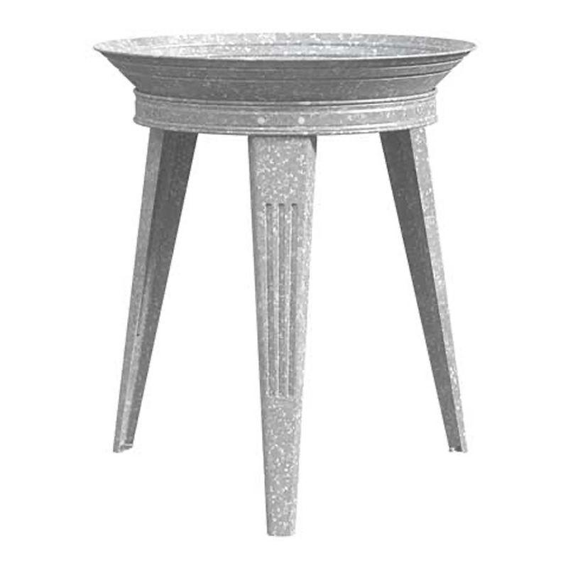 Gray Galvanized Metal Bird Bath with Pedestal Stand