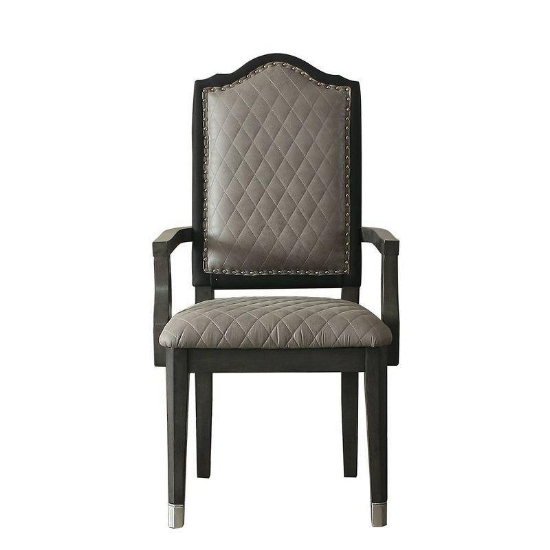 21.7" House Beatrice Two-Tone Accent Chair Gray Fabric/Charcoal Finish - Acme Furniture