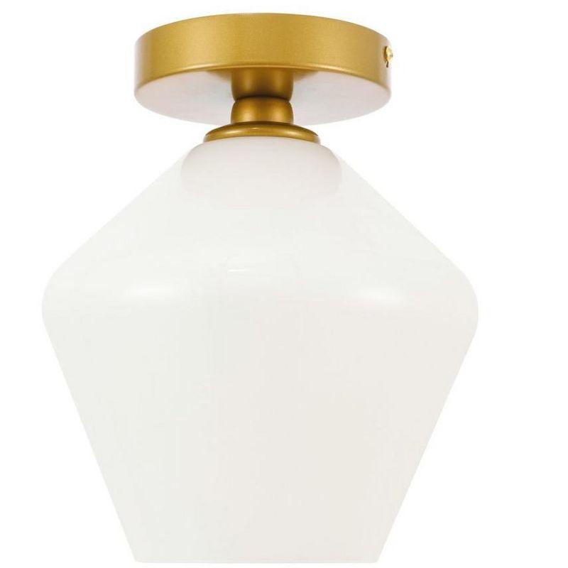 Elegant Lighting Gene 1 light Brass and Frosted white glass Flush mount