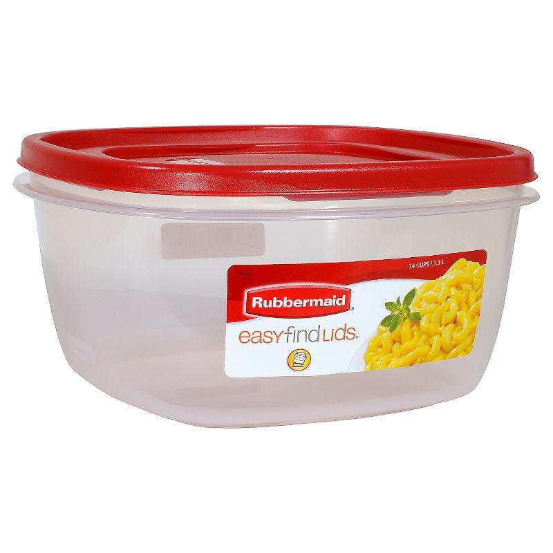 Rubbermaid 14 Cup Food Storage Container with Easy Find Lid: Large Stackable Plastic, Microwave & Freezer Safe