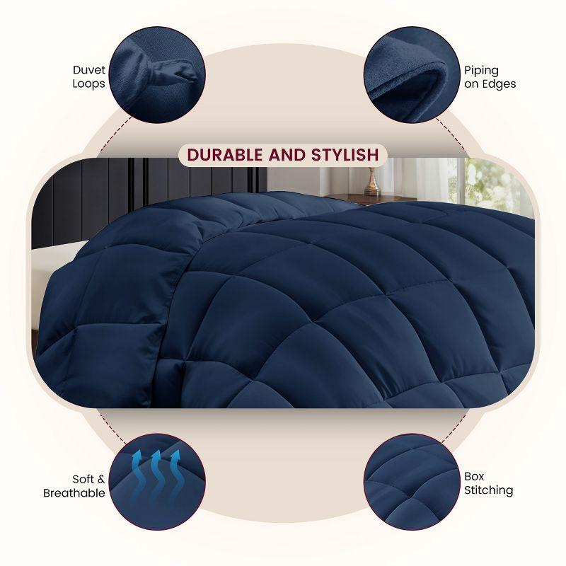 All Season Down Alternative Duvet Insert with Corner Tabs Hypoallergenic Ultra Soft 1 Piece Comforter - Twin , Navy Blue