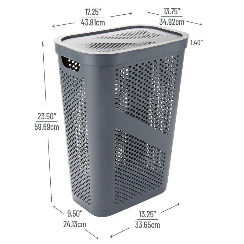 Mind Reader Mind Reader 40L Slim Laundry Hamper, Clothes Basket, Lid, Wicker Design, Plastic
