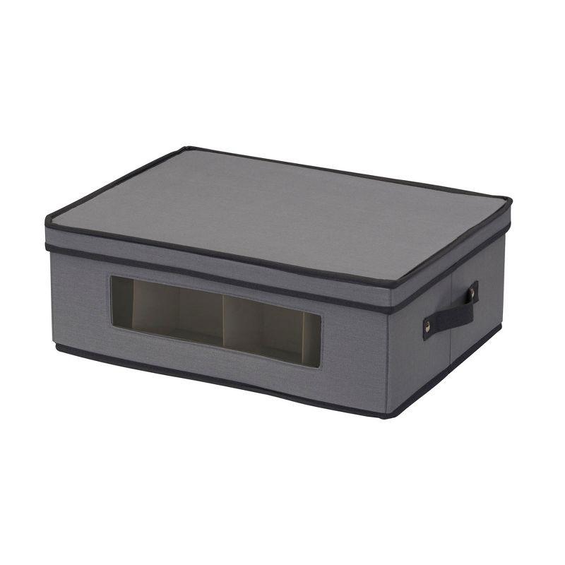 Gray Fabric Stackable Lidded Storage Box with Window