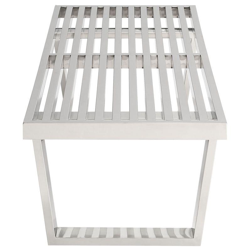 Modway Sauna 4 Stainless Steel Bench – Modern Entryway or Shower Bench with Brushed Finish and Open Slatted Design