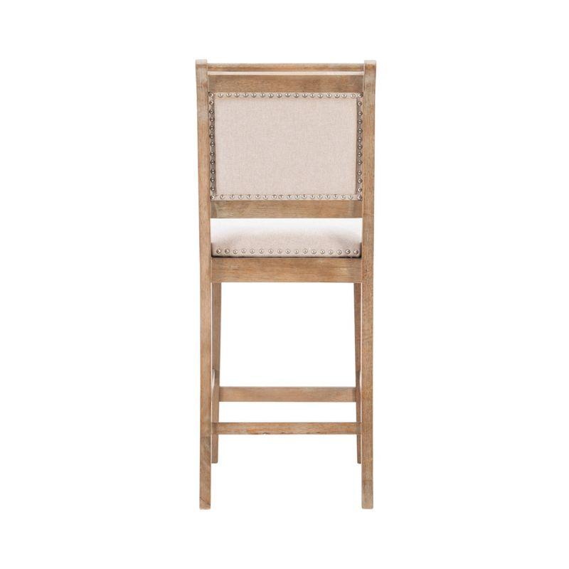 Emmy Padded Back Nailhead Counter Height Barstool Natural - Linon: Upholstered, Footrest, Rustic Wash