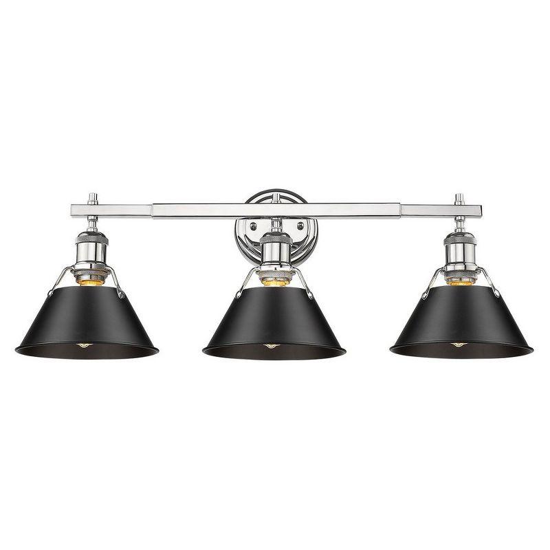 Golden Lighting Orwell 3-Light Vanity Light in Matte Black with Opal Glass