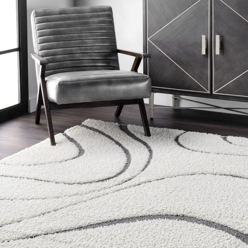 Nuloom Carolyn Abstract 3x5 Accent Shag Indoor Area Rug for Living Room Bedroom Dining Room Nursery Entryway, Beige/Grey