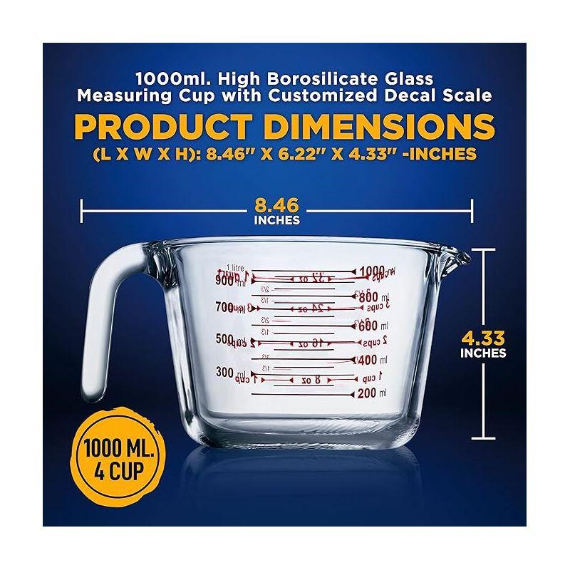 NutriChef Glass Precision: Elevate Your Culinary Game with our Borosilicate Measuring Cup, Microwave and Freezer, Oven and Dishwasher Safe