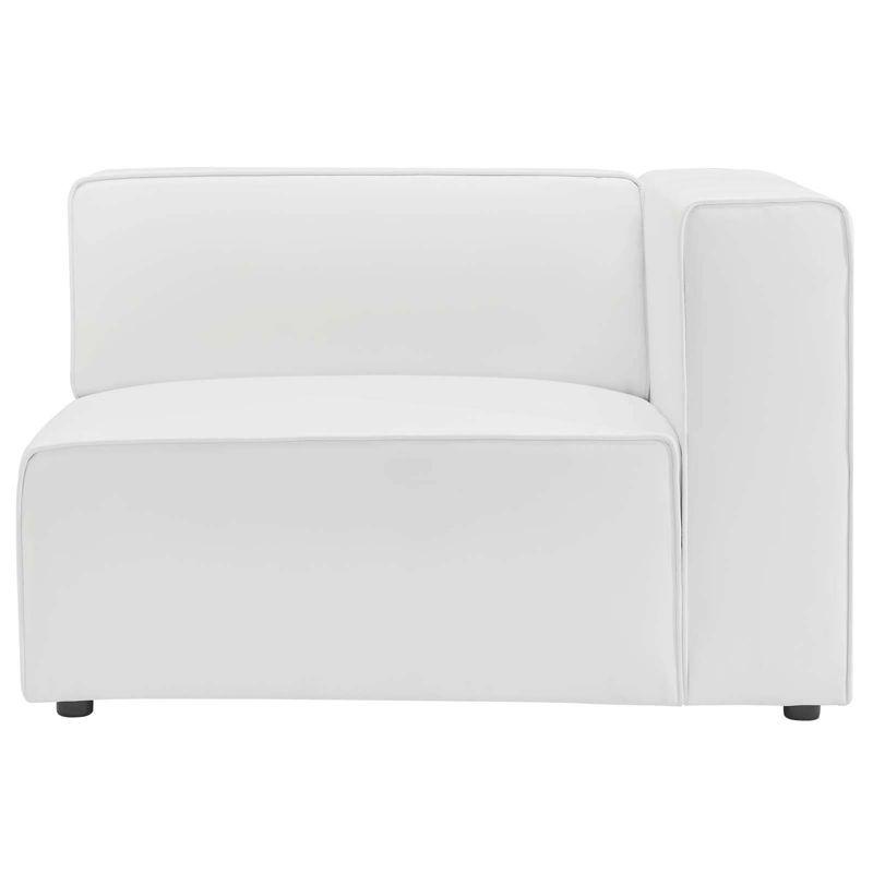 Expansive White Vegan Leather Right-Arm Chair with Elegant Piping