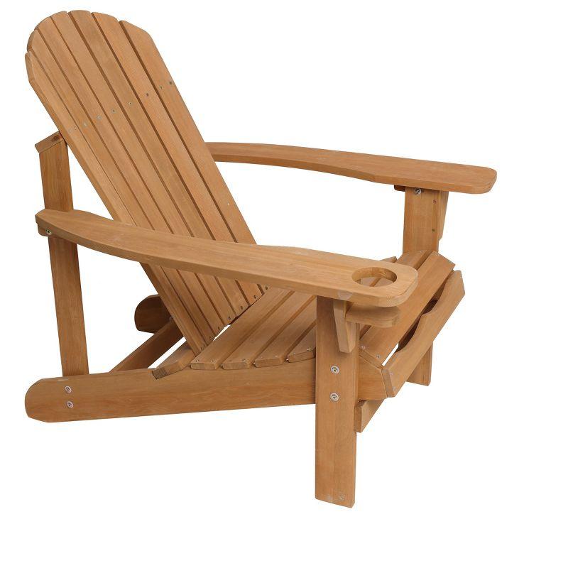 Solid Wood Spacious Adirondack Chair with Cup Holder