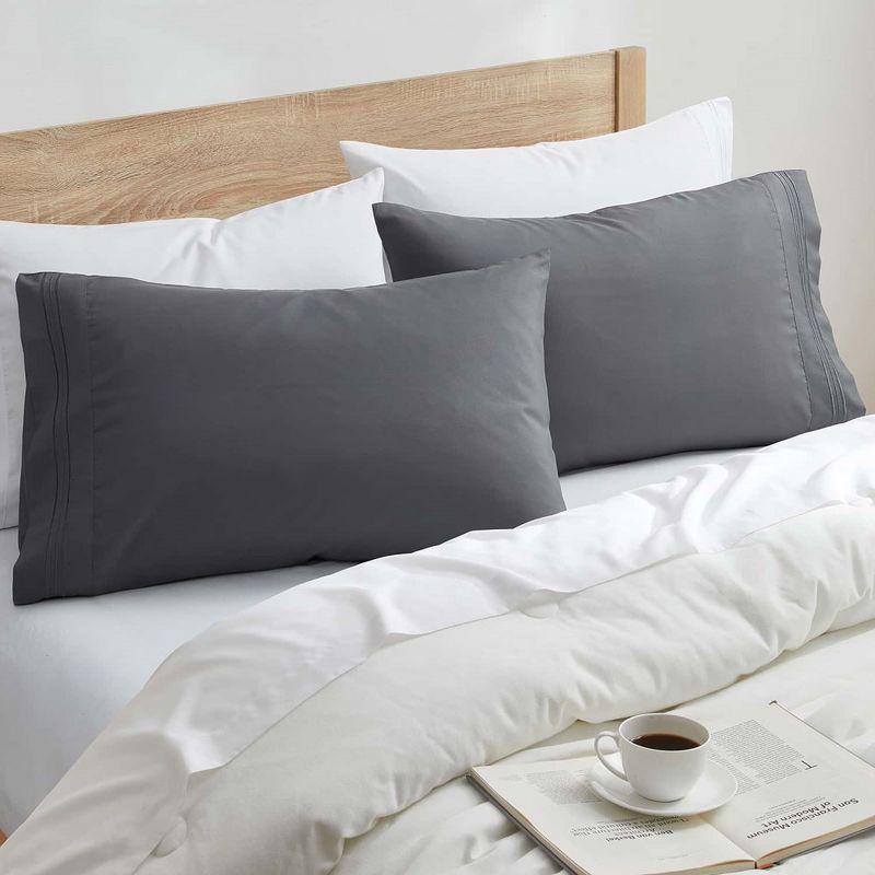 Dark Gray Hypoallergenic Microfiber Standard Pillowcases Set