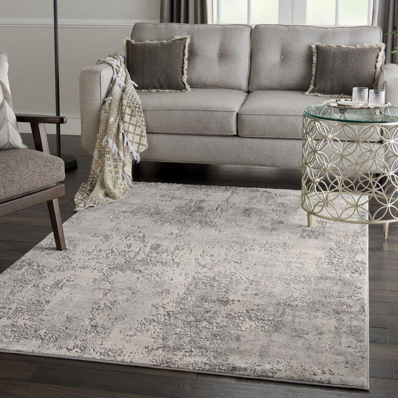 Gray and Beige Abstract Synthetic Area Rug 4' x 6'