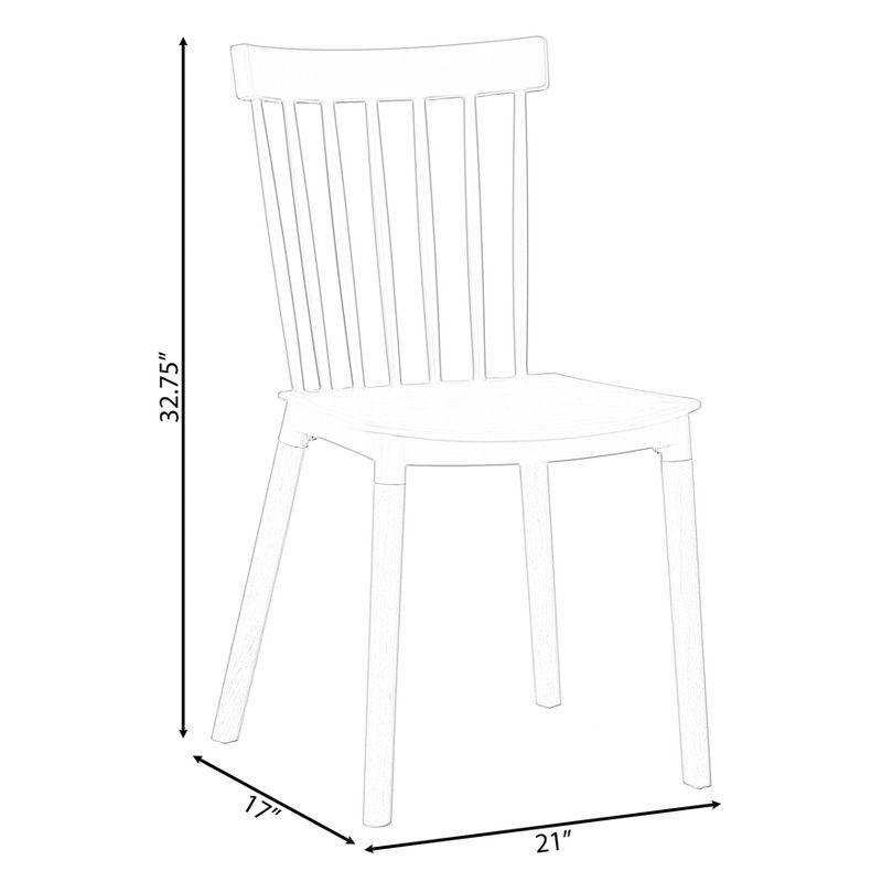 Fabulaxe Plastic Dining Chair Windsor Design with Beech Wood Legs, White