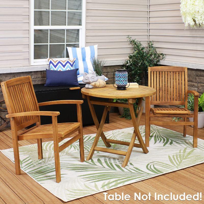 Red Barrel Studio® Datrion Teak Wood Outdoor Stacking Dining Armchair (Set of 2)