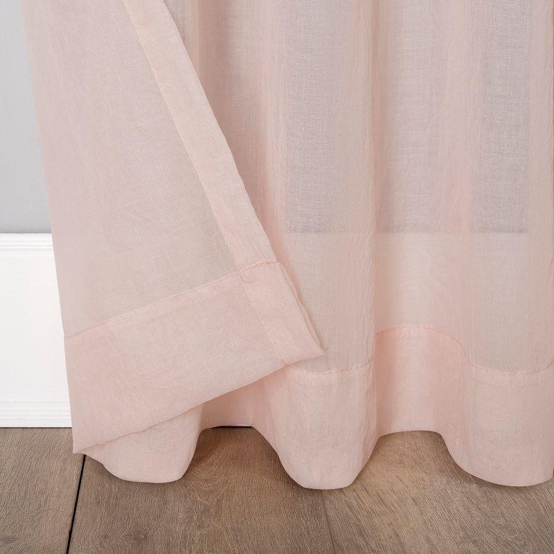 50"x95" No. 918 Sheer Avril Crushed Texture Rod Pocket Curtain Panel Blush: Sheer Curtain Panels, Transitional Style