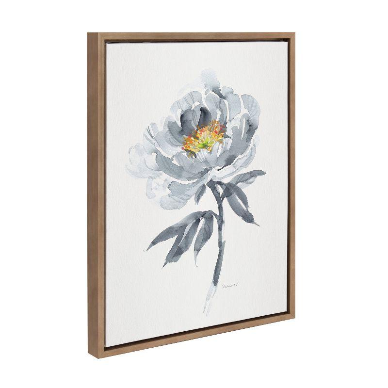 18" x 24" Sylvie Gray Bloom Framed Wall Canvas by Patricia Shaw Gold: Modern Botanical Decor - Kate & Laurel All Things Decor