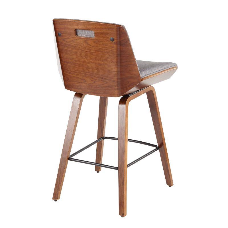 Corazza Mid Century Modern Counter Height Barstool Light Gray - LumiSource: Upholstered Seat, Wood Legs