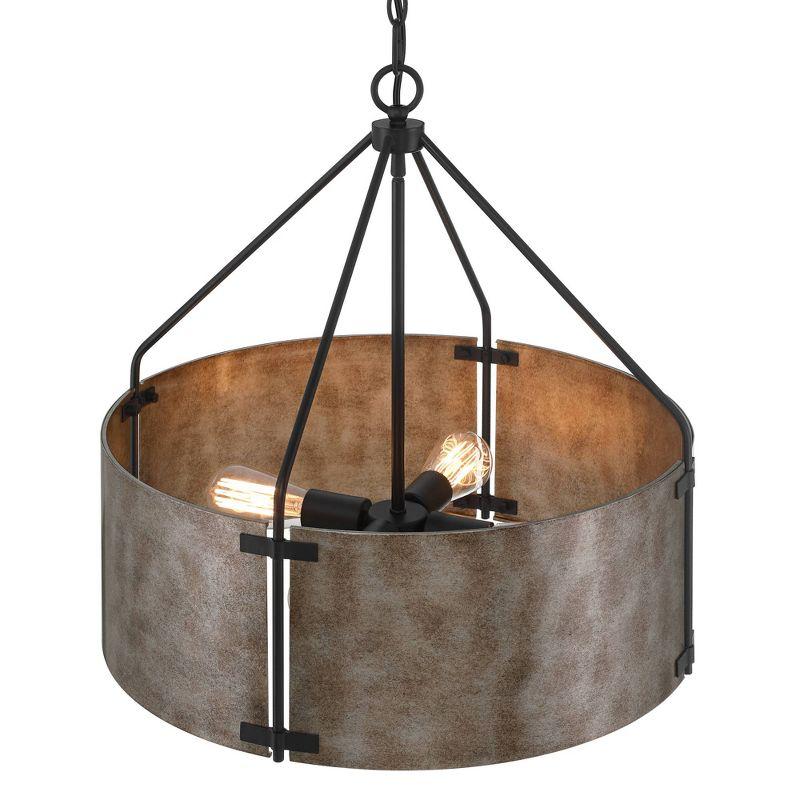 Possini Euro Design Julian 22" Farmhouse Rustic Industrial Pendant Chandelier Ceiling Light Fixture Dining Room Over Table Drum Silver Finish Metal