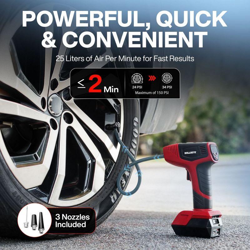 Bullseye Pro Portable Rechargeable Tire Inflator with Digital Pressure Gauge - Red