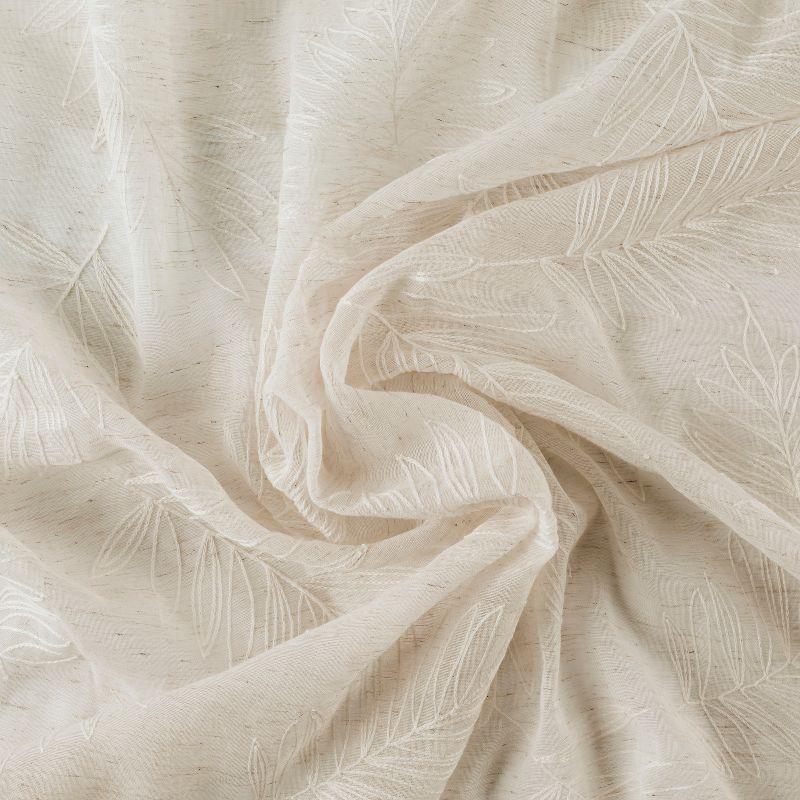 Red Barrel Studio® Roodhouse Premium Leaf Embroidered Semi-Sheer Rod Pocket Double Wide Patio Curtain Panel