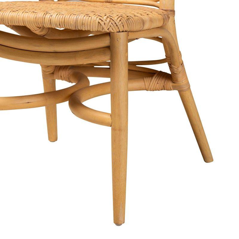 bali & pari Lisbon Natural Rattan Dining Chair Natural Brown: Armless, Spot Clean, No Assembly Required