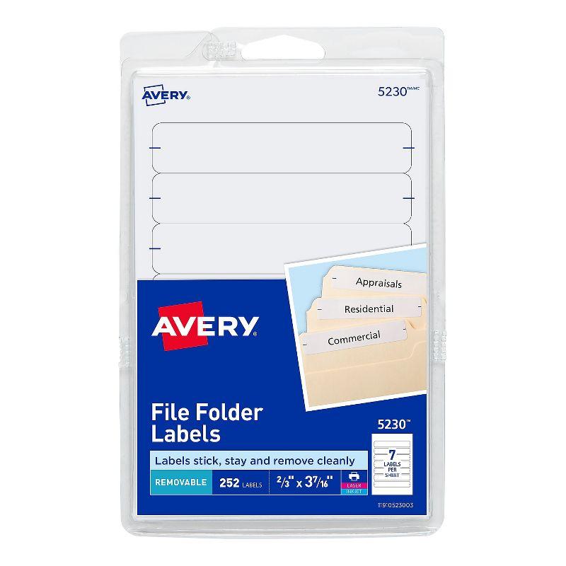 Avery Removable White File Folder Labels, 252 Pack