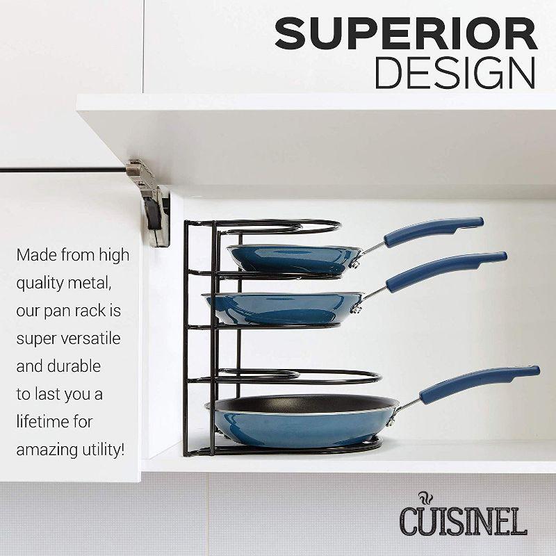 Cuisinel Heavy Duty Pan Organizer, 5 Tier Rack - Holds up to 50 LB - Holds Cast Iron Skillets, Griddles and Shallow Pots