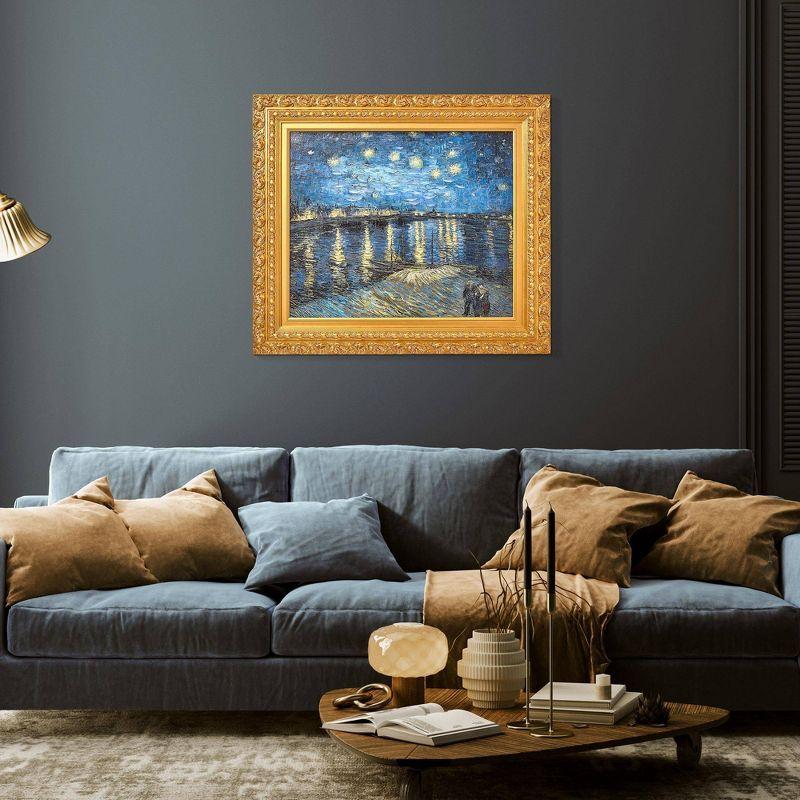 American Art Decor 31.75"x27.62" Ornate Framed Starry Night Over The Rhone Canvas Print by Vincent van Gogh: Impressionist Wall Decor