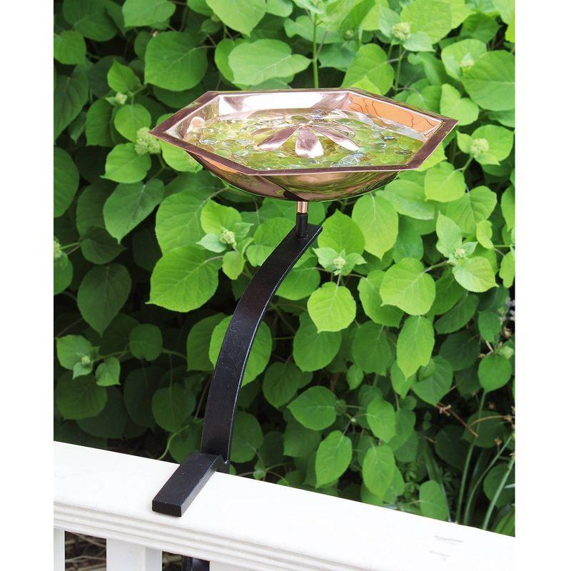 12.7" Hexagonal Bee Fountain & Birdbath with Rail Mount Bracket - Achla Designs: Weather-Resistant Iron