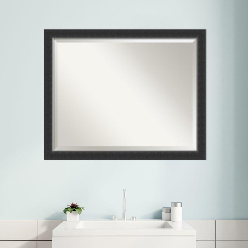 Amanti Art Corvino Black Narrow Beveled Wood Bathroom Wall Mirror