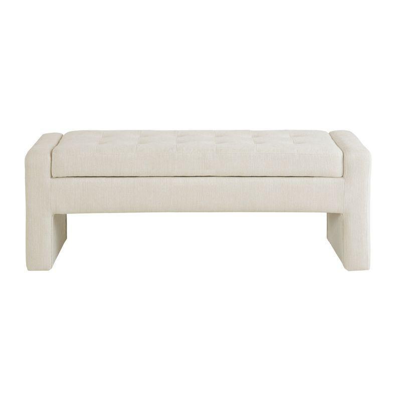 Gillian Cream Upholstered Storage Bench with Flip Top