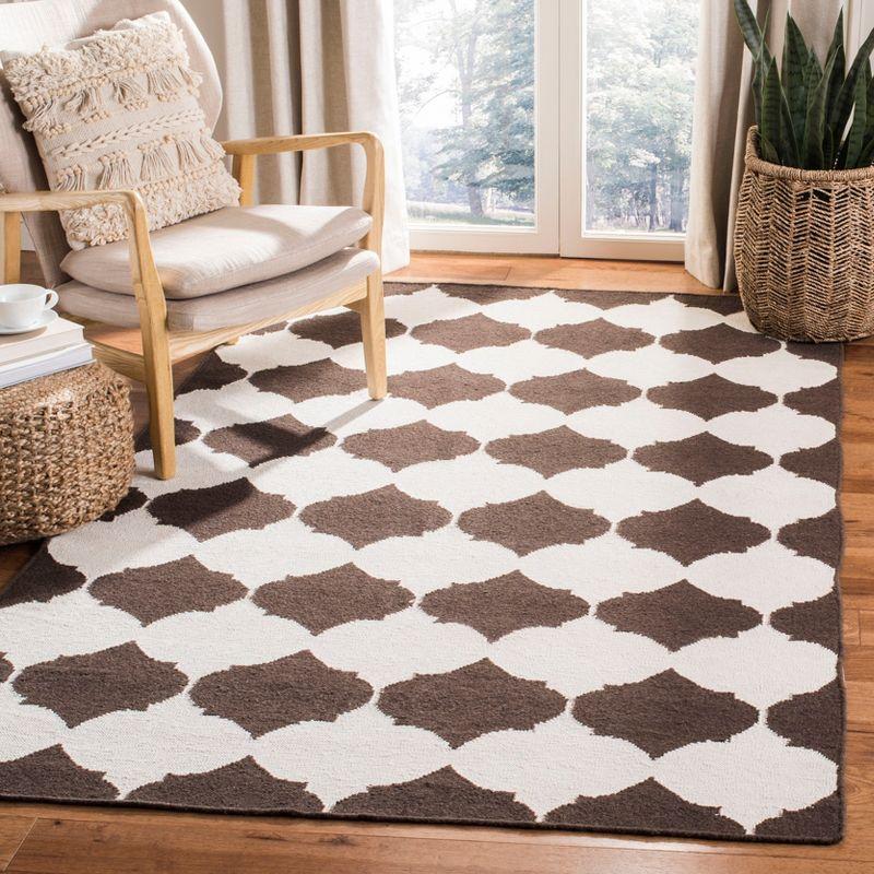 Dhurries DHU624 Hand Woven Area Rug - Brown/Ivory - 6'x9' - Safavieh.