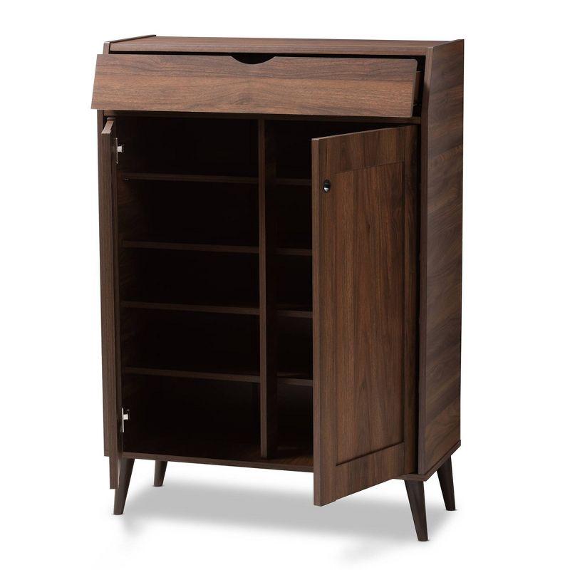 Cormier Walnut Finished 2 Door Wood Entryway Cabinet with Shoe Organizer - Baxton Studio