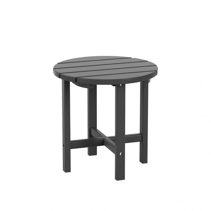 WestinTrends All-Weather Outdoor Patio Round Poly Adirondack Side Table, Gray